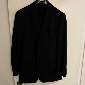 Men's Black Pinstripe Wool Suit